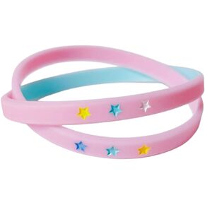 New Fashionable Macaron Color Silicone Sport Bracelets. Colorful Star Pattern, Best Gift Choice on Any Occasion 2pcs