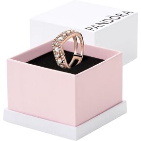 Pandora Sparkling Marquise Double Wishbone Ring - Rose Gold Ring for Women - Layering or Stackable Ring - Jewelry Gift for Her - 14k Rose Gold with Clear Cubic Zirconia - With Gift Box