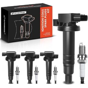 مجموعة A-Premium مكونة من 4 ملفات إشعال وشمعات إشعال إيريديوم متوافقة مع Toyota Prius 2001-2009، Yaris 2006-2018، Echo 2000 L4 1.5L in Kuwait