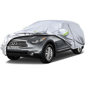 KouKou Waterproof SUV Car Cover Suitable for BMW X1 from 2009 to 2024, 6 Layers Windproof All Weather Waterproof Outdoor Cover Sun Rain UV Dust Snow Protection. Black