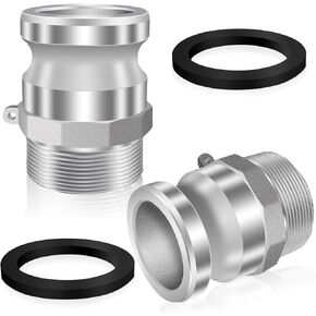 2 pcs 1 1/2inch Aluminum Cam Lock Fittings Type F， Cam and Groove Hose Fittings Male Adapter x Male NPT thread, Type F Cam Lock Coupling with Gasket for Petroleum Agricultural Commodities Irrgation