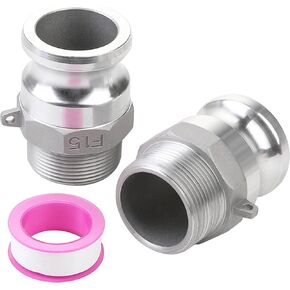 Camlock Fittings Aluminum Cam and Groove Hose Fittings Global Type F 1" Plug x 1" NPT Male 2PCS Camlock Coupling connector with Seal Tape