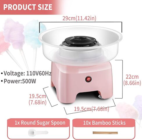 Yovtekc Countertop Cotton Candy Machine, Electric Cotton Candy Maker with Clear Plate for Flossing Sugar, Pink, 110V 500W in Saudi Arabia