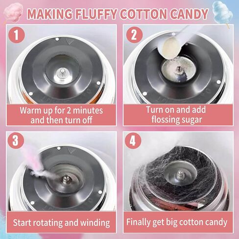 Yovtekc Countertop Cotton Candy Machine, Electric Cotton Candy Maker with Clear Plate for Flossing Sugar, Pink, 110V 500W in Saudi Arabia