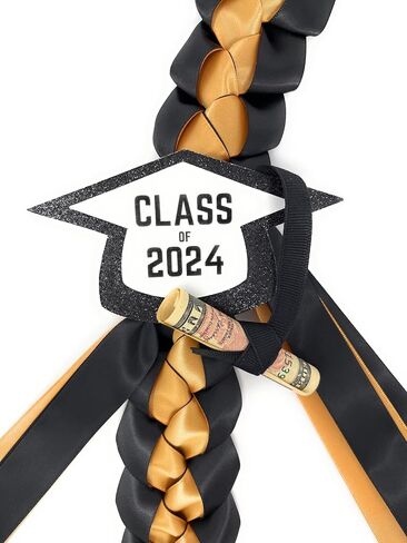 Graduation Leis 2024 with Money Holder, add your own! (Black & Burgundy) in Saudi Arabia