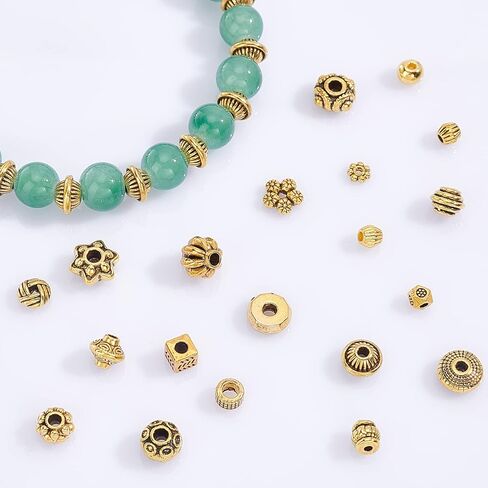 NBEADS حوالي 100 جرام من الخرز المباعد من خليط معدني على الطراز التبتي، 20 نمطًا عشوائيًا من الخرز المعدني المختلط على شكل زهرة مخروطية دائرية من الخرز المباعد لصناعة المجوهرات بنفسك in Saudi Arabia