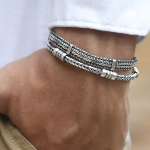 VY JEWELRY Capri Breeze - Italian 925 Sterling Silver Men Bracelet - Sizes 7 to 10 Inches in Saudi Arabia