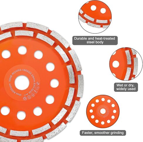 5 Inch Diamond Grinding Cup Wheel, 14 Turbo Segments, Wave Type, Heavy-Duty Concrete Grinder Wheel for Masonry, Stone, Granite, Marble, Angle Grinders in Kuwait