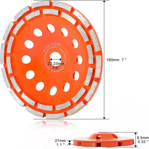 5 Inch Diamond Grinding Cup Wheel, 14 Turbo Segments, Wave Type, Heavy-Duty Concrete Grinder Wheel for Masonry, Stone, Granite, Marble, Angle Grinders in Kuwait