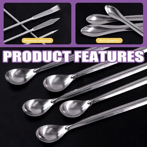 Swpeet 15Pcs Stainless Steel Micro Lab Scoop Spoon Lab Spatulas Assortment Kit, Pill Filler Tamper Tool Micro Spatula Steel Spoon Reagent Laboratory Mixing Spatula Long Sampling Spoon in Saudi Arabia