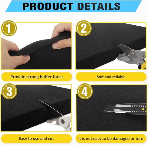 ورقة إسفنجية من البولي يوريثين مقاس 30.48 × 40.64 × 1.5 بوصة، قطعتان من حشوات الفوم السوداء القابلة للقص للحافظات - وسادات إسفنجية لتعبئة صندوق الأدوات وتخزين الكاميرا والحرف اليدوية in Kuwait