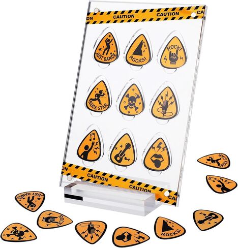 مجموعة هدايا جيتار مضحكة مكونة من 18 ريشة جيتار مضحكة وصندوق عرض أكريليك شفاف مع قاعدة قابلة للجمع من السليلويد مجموعة هدايا للقيثارات الكهربائية والجيتار الصوتي هدية الباس in Kuwait