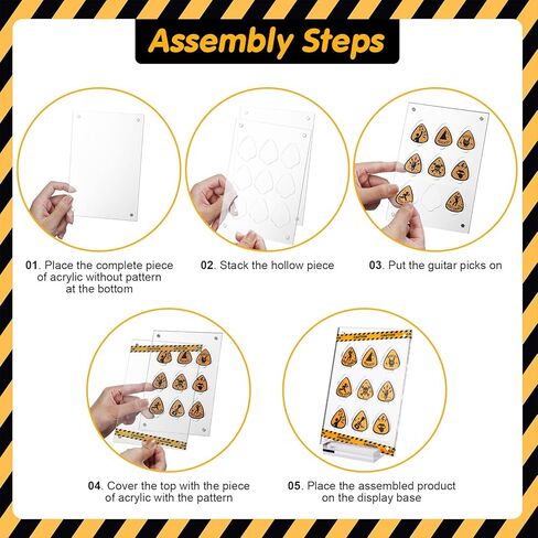 مجموعة هدايا جيتار مضحكة مكونة من 18 ريشة جيتار مضحكة وصندوق عرض أكريليك شفاف مع قاعدة قابلة للجمع من السليلويد مجموعة هدايا للقيثارات الكهربائية والجيتار الصوتي هدية الباس in Kuwait