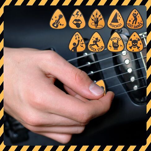 مجموعة هدايا جيتار مضحكة مكونة من 18 ريشة جيتار مضحكة وصندوق عرض أكريليك شفاف مع قاعدة قابلة للجمع من السليلويد مجموعة هدايا للقيثارات الكهربائية والجيتار الصوتي هدية الباس in Kuwait