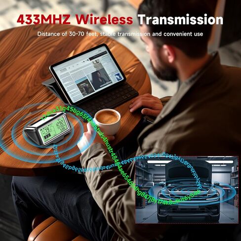 جهاز مراقبة واختبار بطارية الرصاص الحمضية ANCEL BM200 PRO 12 فولت، ناقل حركة لاسلكي 433 ميجا هرتز مع التدوير والشحن والجهد واختبار درجة الحرارة والتنبيه التلقائي مناسب لشاحنة السيارة RV ATV SUV Boat إلخ. in Saudi Arabia