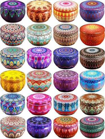 Ahyiyou Candle Tins Candle Jars 2.5oz 24 Pieces 24 Color, Round Containers with Lids, Candle Wicks, Wicks Holder, Wicks Stickers for Candle Making, Arts & Crafts, Storage & More in Kuwait
