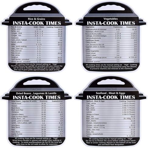 4 عبوات من أوراق الغش المغناطيسية المتوافقة مع ملحقات وعاء الضغط الكهربائي الفوري وصور الطعام وأوقات الطبخ المغناطيسية، دليل مرجعي سريع لـ 60 وظيفة إعداد شائعة in Kuwait