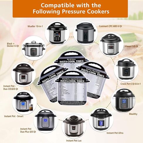 4 عبوات من أوراق الغش المغناطيسية المتوافقة مع ملحقات وعاء الضغط الكهربائي الفوري وصور الطعام وأوقات الطبخ المغناطيسية، دليل مرجعي سريع لـ 60 وظيفة إعداد شائعة in Kuwait