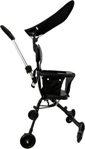 Black - Lightweight Foldable Baby Stroller, Easy to Fold for Travel and Outdoor Use, with Sunshade and 360 ° Rotating Seat,Adjustable Handle,Soft Wheel,No Assembly Requir in Saudi Arabia