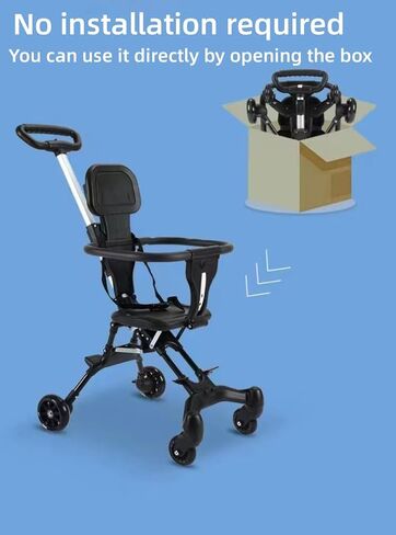 Black - Lightweight Foldable Baby Stroller, Easy to Fold for Travel and Outdoor Use, with Sunshade and 360 ° Rotating Seat,Adjustable Handle,Soft Wheel,No Assembly Requir in Saudi Arabia