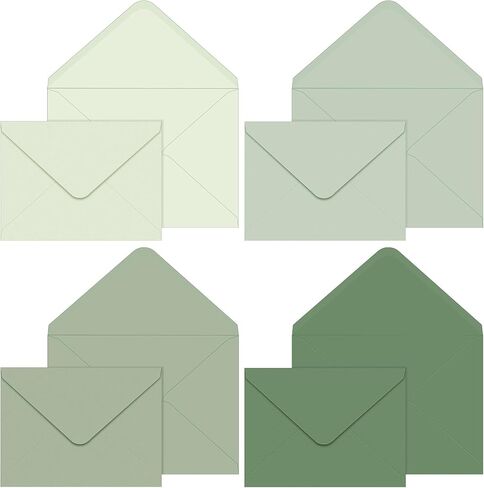 Zhanmai 100 Pcs 5x7 Envelopes Invitations Sage Green A7 Greeting Card Envelopes with Gummed Seal Gradient Colored Envelopes 5 x 7 Inch for Mailing Wedding Birthday Bridal Shower in Saudi Arabia