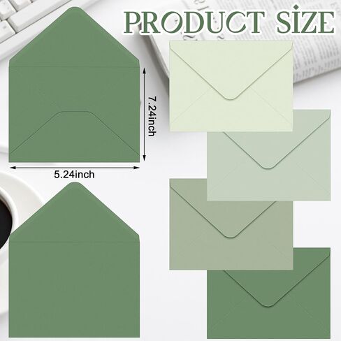 Zhanmai 100 Pcs 5x7 Envelopes Invitations Sage Green A7 Greeting Card Envelopes with Gummed Seal Gradient Colored Envelopes 5 x 7 Inch for Mailing Wedding Birthday Bridal Shower in Saudi Arabia