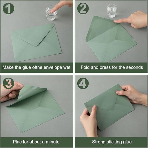 Zhanmai 100 Pcs 5x7 Envelopes Invitations Sage Green A7 Greeting Card Envelopes with Gummed Seal Gradient Colored Envelopes 5 x 7 Inch for Mailing Wedding Birthday Bridal Shower in Saudi Arabia