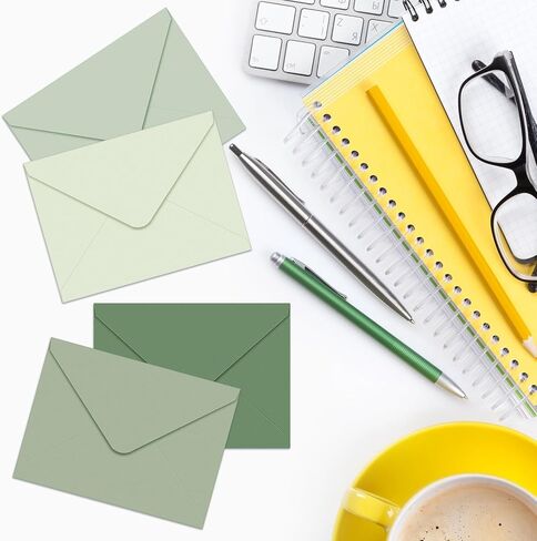 Zhanmai 100 Pcs 5x7 Envelopes Invitations Sage Green A7 Greeting Card Envelopes with Gummed Seal Gradient Colored Envelopes 5 x 7 Inch for Mailing Wedding Birthday Bridal Shower in Saudi Arabia