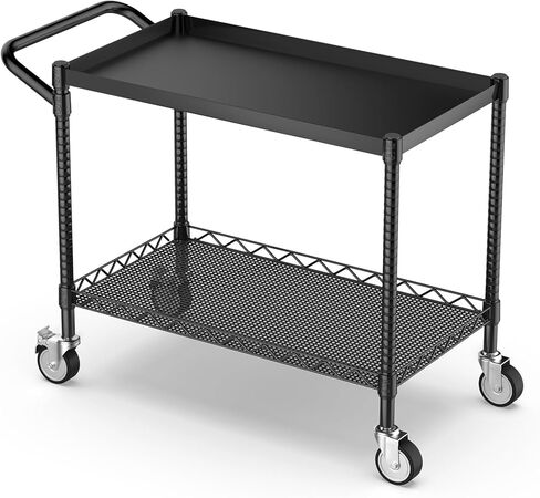 عربة دوارة ذات 3 طبقات شديدة التحمل مع عجلات، معتمدة من NSF بقدرة 1120 رطل، عربات أدوات دوارة من الدرجة التجارية مع شريط مقبض وبطانات أرفف، عربة تخزين مقاس 45 بوصة × 25 بوصة × 39 بوصة للمطبخ، كروم in Kuwait