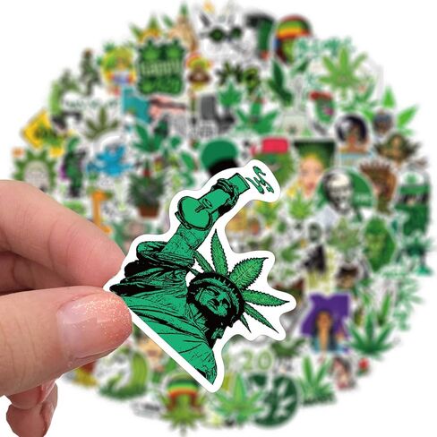 100 قطعة من ملصقات الأعشاب للبالغين - ملصقات الماريجوانا من الفينيل بنسبة 100% - قنبلة ملصق ستونر - الكمبيوتر المحمول، ممتص الصدمات، زجاجات المياه، ملصقات رائعة (100، أعشاب) in Kuwait