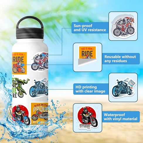 50 قطعة من ملصقات الدراجات النارية الرائعة للأطفال، ملصقات خوذة الدراجات النارية لزجاجة المياه، ملصقات الفينيل المقاومة للماء، الكمبيوتر المحمول، الهاتف، ملصقات لوح التزلج للمراهقين والفتيات والفتيان هدايا الأطفال in Kuwait