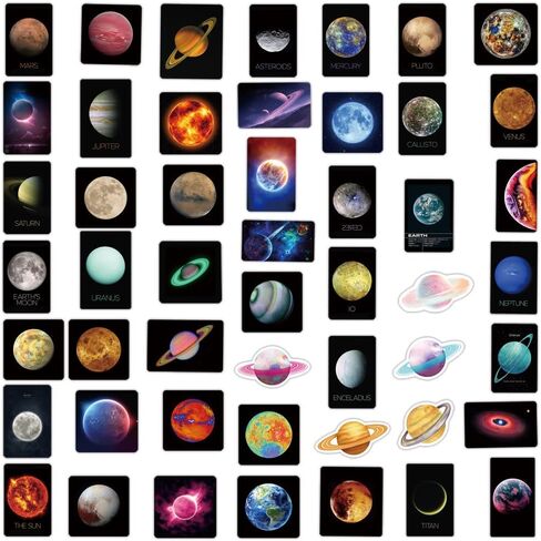 ملصقات فضاء لطيفة للأطفال الأولاد، 50 قطعة من ملصقات الفينيل المقاومة للماء لزجاجات المياه، ودفتر قصاصات الكمبيوتر المحمول، ولوح التزلج، وملصقات الكائنات الفضائية المضحكة، ومستلزمات الحفلات (الفضاء) in Kuwait