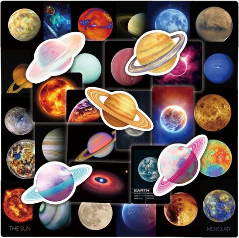 ملصقات فضاء لطيفة للأطفال الأولاد، 50 قطعة من ملصقات الفينيل المقاومة للماء لزجاجات المياه، ودفتر قصاصات الكمبيوتر المحمول، ولوح التزلج، وملصقات الكائنات الفضائية المضحكة، ومستلزمات الحفلات (الفضاء) in Kuwait