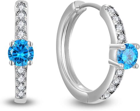Starchenie 925 Sterling Silver Huggie Hoop Earrings Cubic Zirconia Gemstone Birthstones Jewelry Gift for Women Teen Girls in Saudi Arabia