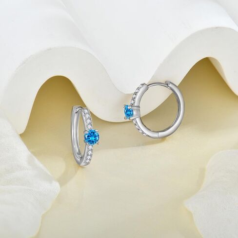 Starchenie 925 Sterling Silver Huggie Hoop Earrings Cubic Zirconia Gemstone Birthstones Jewelry Gift for Women Teen Girls in Saudi Arabia