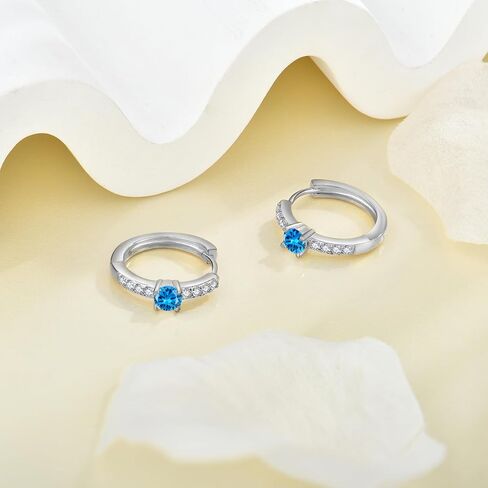 Starchenie 925 Sterling Silver Huggie Hoop Earrings Cubic Zirconia Gemstone Birthstones Jewelry Gift for Women Teen Girls in Saudi Arabia
