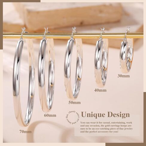 PABBEU 925 Sterling Silver Hoop Earrings Large Silver Earrings for Women Hypoallergenic Silver Hoop Earrings Oversize Lightweight Big Silver Earrings Hoops for Women Girls 30/40/50/60/70mm in Saudi Arabia