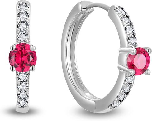 Starchenie 925 Sterling Silver Huggie Hoop Earrings Cubic Zirconia Gemstone Birthstones Jewelry Gift for Women Teen Girls in Saudi Arabia
