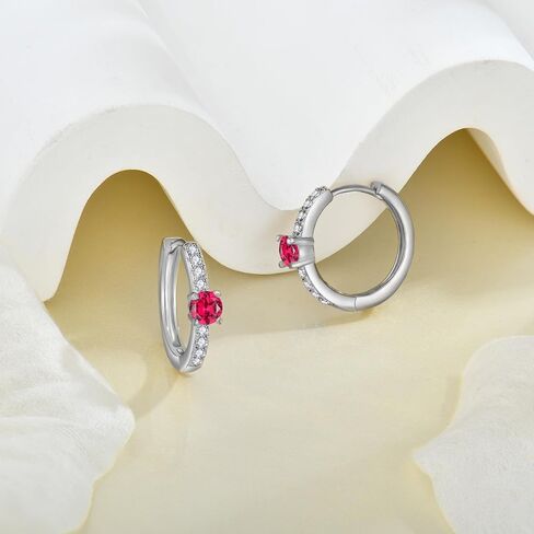 Starchenie 925 Sterling Silver Huggie Hoop Earrings Cubic Zirconia Gemstone Birthstones Jewelry Gift for Women Teen Girls in Saudi Arabia