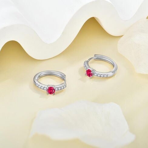 Starchenie 925 Sterling Silver Huggie Hoop Earrings Cubic Zirconia Gemstone Birthstones Jewelry Gift for Women Teen Girls in Saudi Arabia