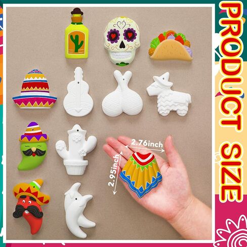 24 Pcs Mexican Fiesta Crafts for Kids Cinco de Mayo Tomte for Mexican Taco Ceramic Painting Kit Mexican Ceramics to Paint Ready to Paint Ceramics Mexican Ornaments Crafts for Adults Kids in Saudi Arabia