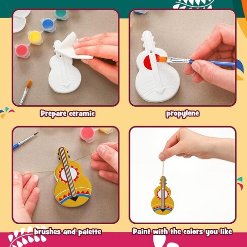 24 Pcs Mexican Fiesta Crafts for Kids Cinco de Mayo Tomte for Mexican Taco Ceramic Painting Kit Mexican Ceramics to Paint Ready to Paint Ceramics Mexican Ornaments Crafts for Adults Kids in Saudi Arabia