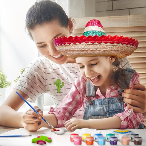 24 Pcs Mexican Fiesta Crafts for Kids Cinco de Mayo Tomte for Mexican Taco Ceramic Painting Kit Mexican Ceramics to Paint Ready to Paint Ceramics Mexican Ornaments Crafts for Adults Kids in Saudi Arabia