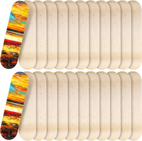 24 Pcs Blank Skateboard Decks Bulk 24 x 6 Inch Professional Maple Skateboard Deck 7 Ply Double Tail Wooden Skate Deck Natural Plain Skateboard for Kids Art Painting Replacement Home Decoration in Saudi Arabia