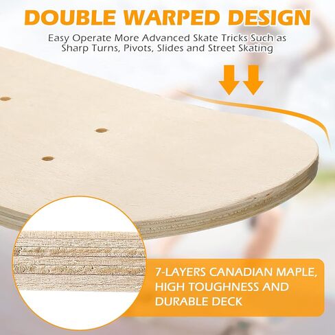 24 Pcs Blank Skateboard Decks Bulk 24 x 6 Inch Professional Maple Skateboard Deck 7 Ply Double Tail Wooden Skate Deck Natural Plain Skateboard for Kids Art Painting Replacement Home Decoration in Saudi Arabia