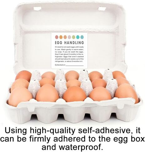 ملصقات العناية بالبيض الطازج، ملصقات العناية بالبيض الطازج من المزرعة، تعليمات التعامل مع البيض، ملصقات تاريخ جمع البيض، ملصقات كرتون البيض، مجموعة من 50 قطعة in Kuwait