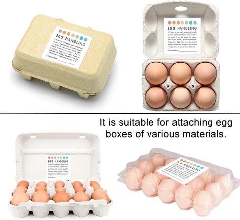 ملصقات العناية بالبيض الطازج، ملصقات العناية بالبيض الطازج من المزرعة، تعليمات التعامل مع البيض، ملصقات تاريخ جمع البيض، ملصقات كرتون البيض، مجموعة من 50 قطعة in Kuwait