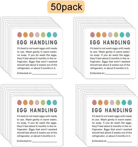 ملصقات العناية بالبيض الطازج، ملصقات العناية بالبيض الطازج من المزرعة، تعليمات التعامل مع البيض، ملصقات تاريخ جمع البيض، ملصقات كرتون البيض، مجموعة من 50 قطعة in Kuwait