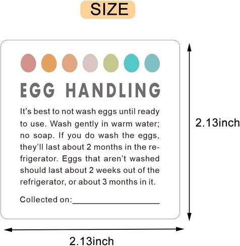 ملصقات العناية بالبيض الطازج، ملصقات العناية بالبيض الطازج من المزرعة، تعليمات التعامل مع البيض، ملصقات تاريخ جمع البيض، ملصقات كرتون البيض، مجموعة من 50 قطعة in Kuwait