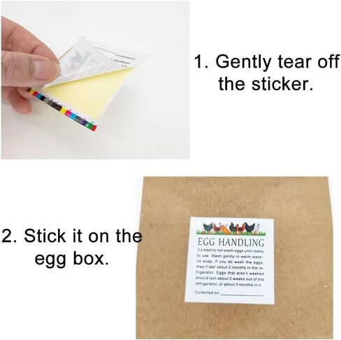 ملصقات العناية بالبيض الطازج، ملصقات العناية بالبيض الطازج من المزرعة، تعليمات التعامل مع البيض، ملصقات تاريخ جمع البيض، ملصقات كرتون البيض، مجموعة من 50 قطعة in Kuwait